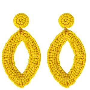 Yellow Beaded Teardrop Earrings